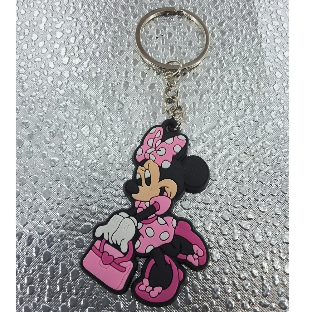 Disney‎ Minnie Mouse Rubber Keychain Set of 3 | Pink & Black Bag Charm Fob